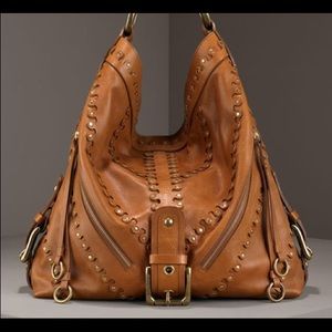 Isabella Fiore Carina Studded Leather Hobo Bag